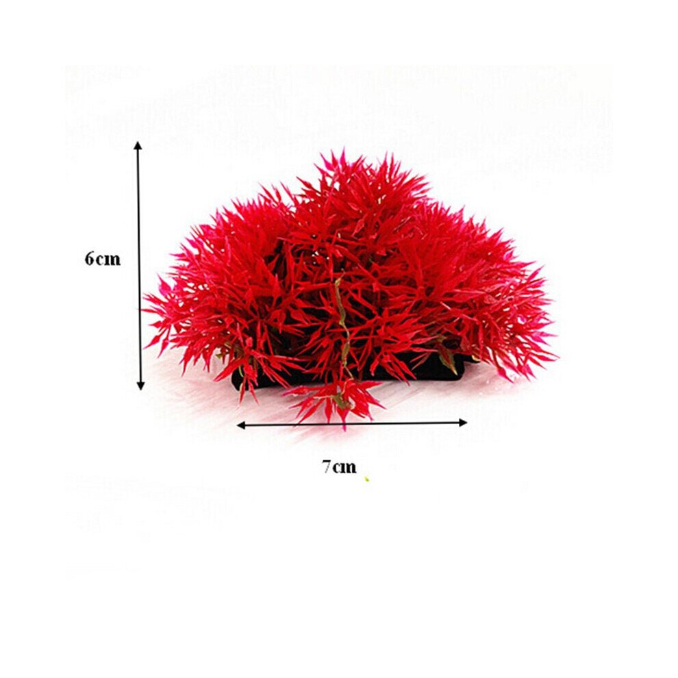 (Red) Artificial Grass Aquarium Decor Water Weeds Ornament Plant Fish Tank Decorations & Ornaments