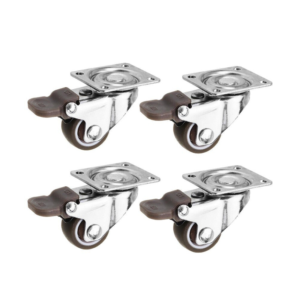 4pcs 1 Inch TPE Mute Lightweight Universal Wheels with Brake Caster for Furniture