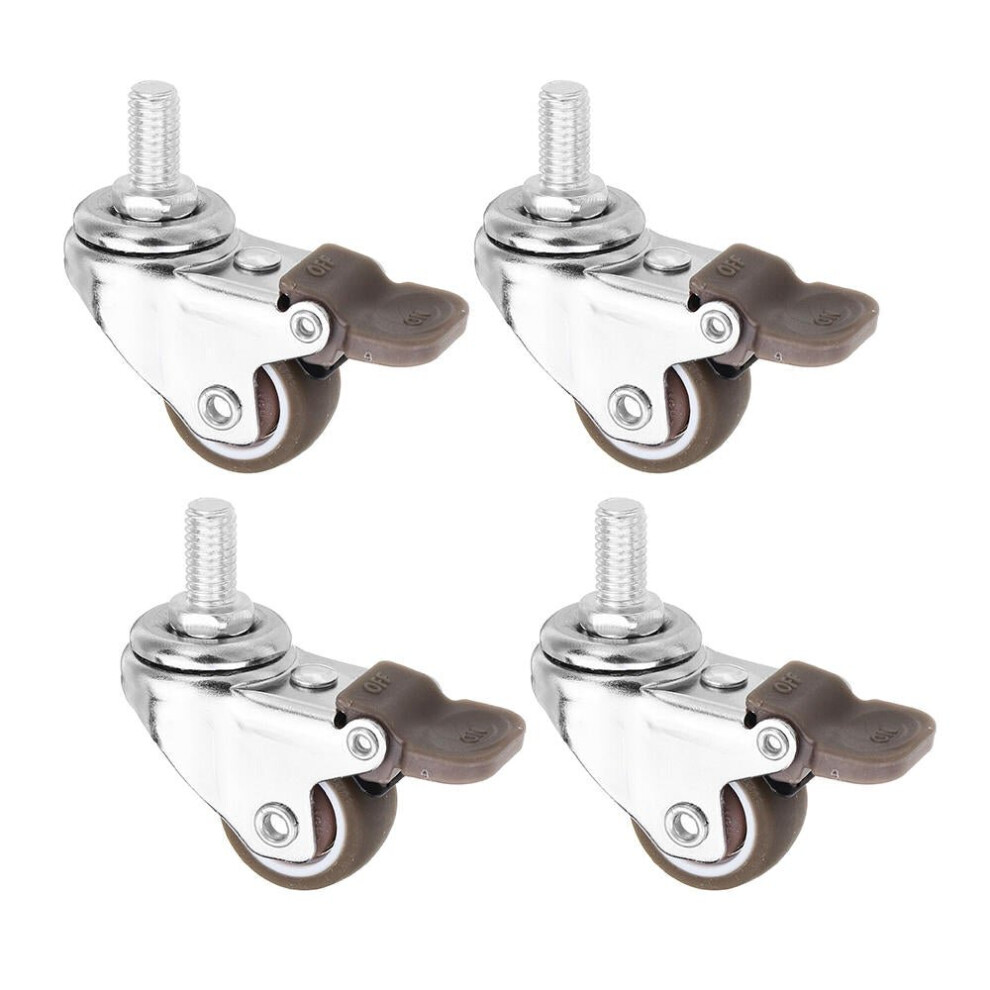4pcs 1 Inch M8x15mm TPE Silent Wheels with Brake Universal Casters Wheel for Furniture
