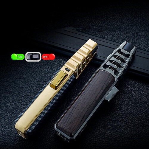 (Walnut Wood) Butane Lighter Pipe Refillable Windproof Spray Gun Kitchen Bbq Cigarette Lighter 2