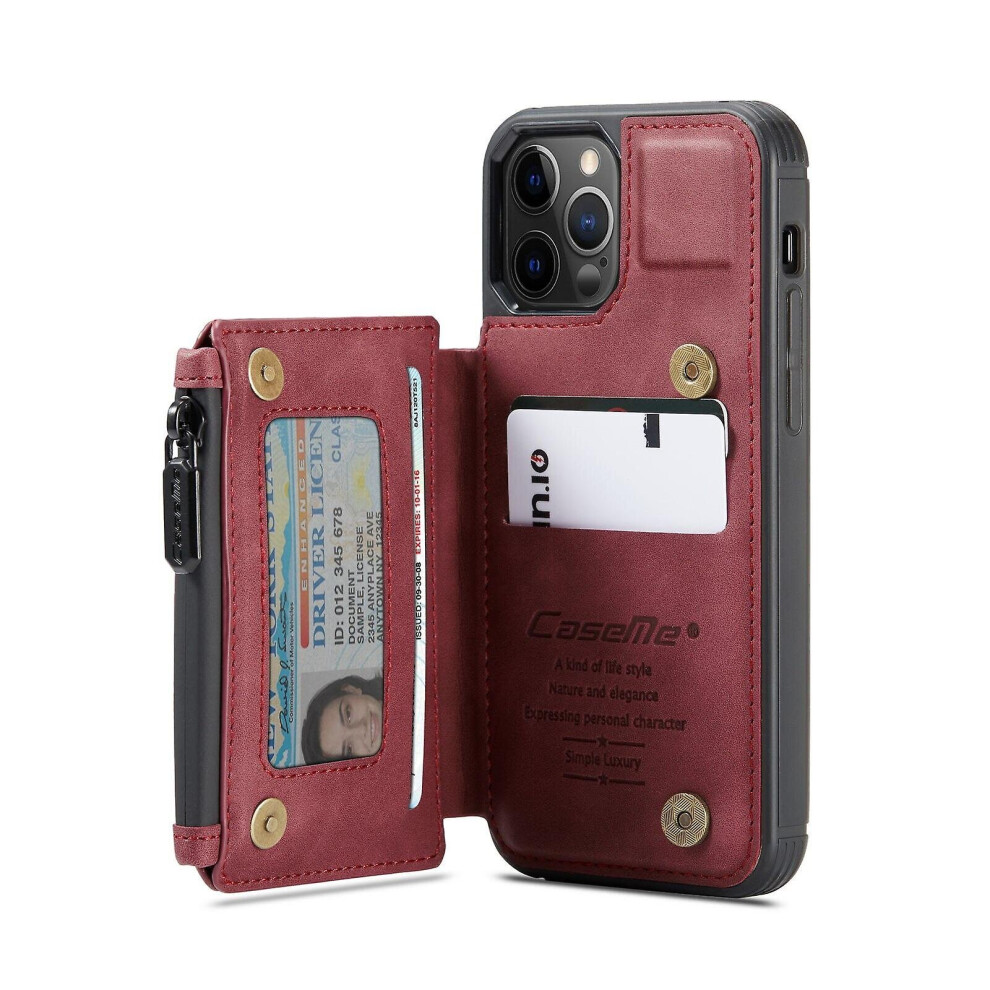 (Wine Red, For Iphone 13) Multipurpose Leather Phone Case With Card Slots Zipper Wallet Back Cover For Iphone 13 Not,Specified 768694845306