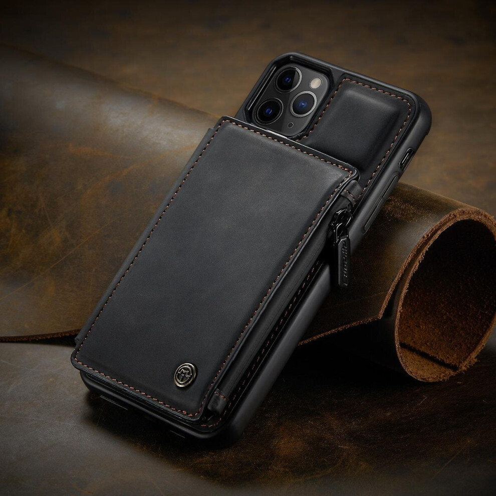 (, For Iphone 13 Mini) Multipurpose Leather Phone Case With Card Slots Zipper Wallet Back Cover For Iphone 13 Black 768694845573