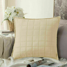(Beige , Cushion Cover 17 x 17 Inch) New soft Luxury Comforter Bed Set Quilted Osca Bedspread Throw