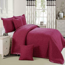 (Red/Burgundy, King ) New soft Luxury Comforter Bed Set Quilted Osca Bedspread Throw