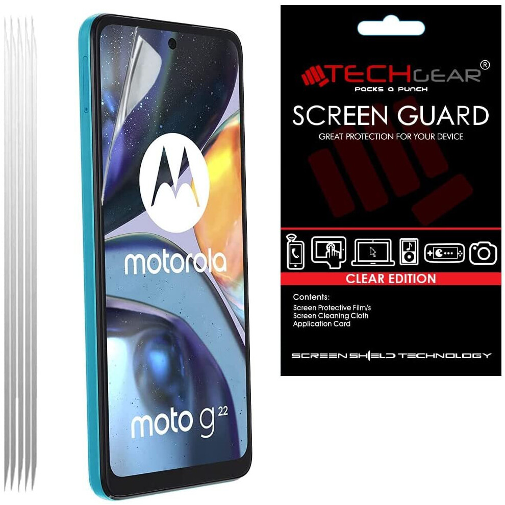 TECHGEAR [5 Pack] Screen Protectors Compatible for Motorola Moto G22, CLEAR LCD Screen Protectors Cover Guards