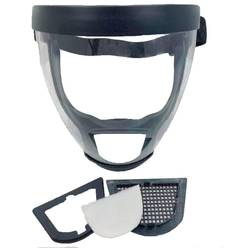 (Black) Transparent Full Face Mask Anti Fog Anti Spit Dust Full Face Mask With Filter