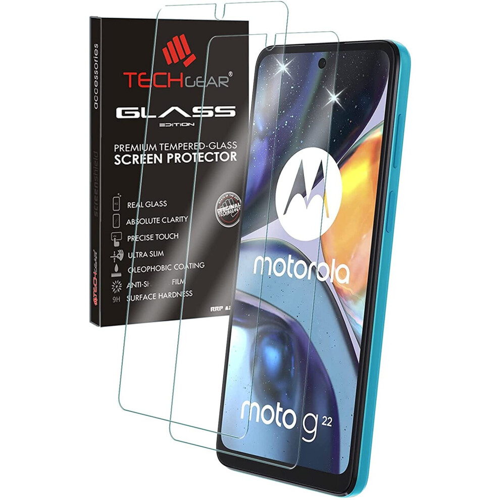 Techgear 2 Pack Of Glass Edition Compatible For Motorola Moto G22, Tempered Glass Screen Protector Covers [2.5D Round Edge] [9H...