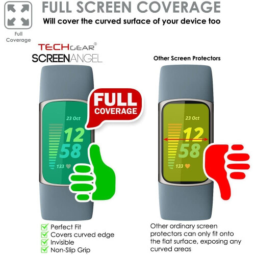 Techgear TECHGEAR [2 Pack] Screen Protectors for Fitbit Charge 5 [Screen Angel Edition] [FULL Display Screen Coverage] [HD Clear]... 1