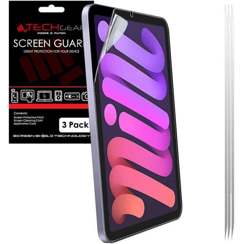Techgear TECHGEAR 3 Pack iPad Mini 6, 6th Generation Screen Protectors, Ultra CLEAR Screen Protector Guard Cover Designed For iPad Mini...
