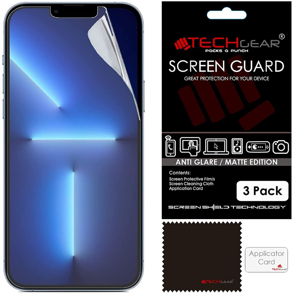 TECHGEAR [Pack of 3] Matte Screen Protectors for iPhone 13, iPhone 13 Pro - ANTI GLARE/MATTE Screen Protectors With Cleaning...
