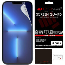 TECHGEAR 3x Clear Screen Protectors for iPhone 13 & 13 Pro 6.1" - Includes Cleaning Cloth & App Card - HJ8U