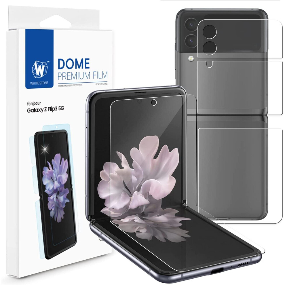 WHITESTONE DOME Premium Film [1SET 4PCS] for Samsung Galaxy Z Flip 3 Premium Film Screen Protector Anti-Shock,HD Clear,Self...