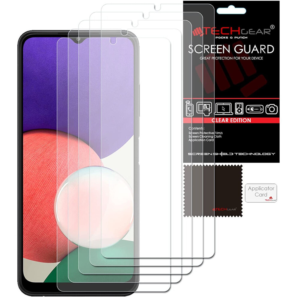 TECHGEAR [5 Pack] Screen Protectors Compatible with Samsung Galaxy A22 5G, CLEAR LCD Screen Protectors Cover Guards