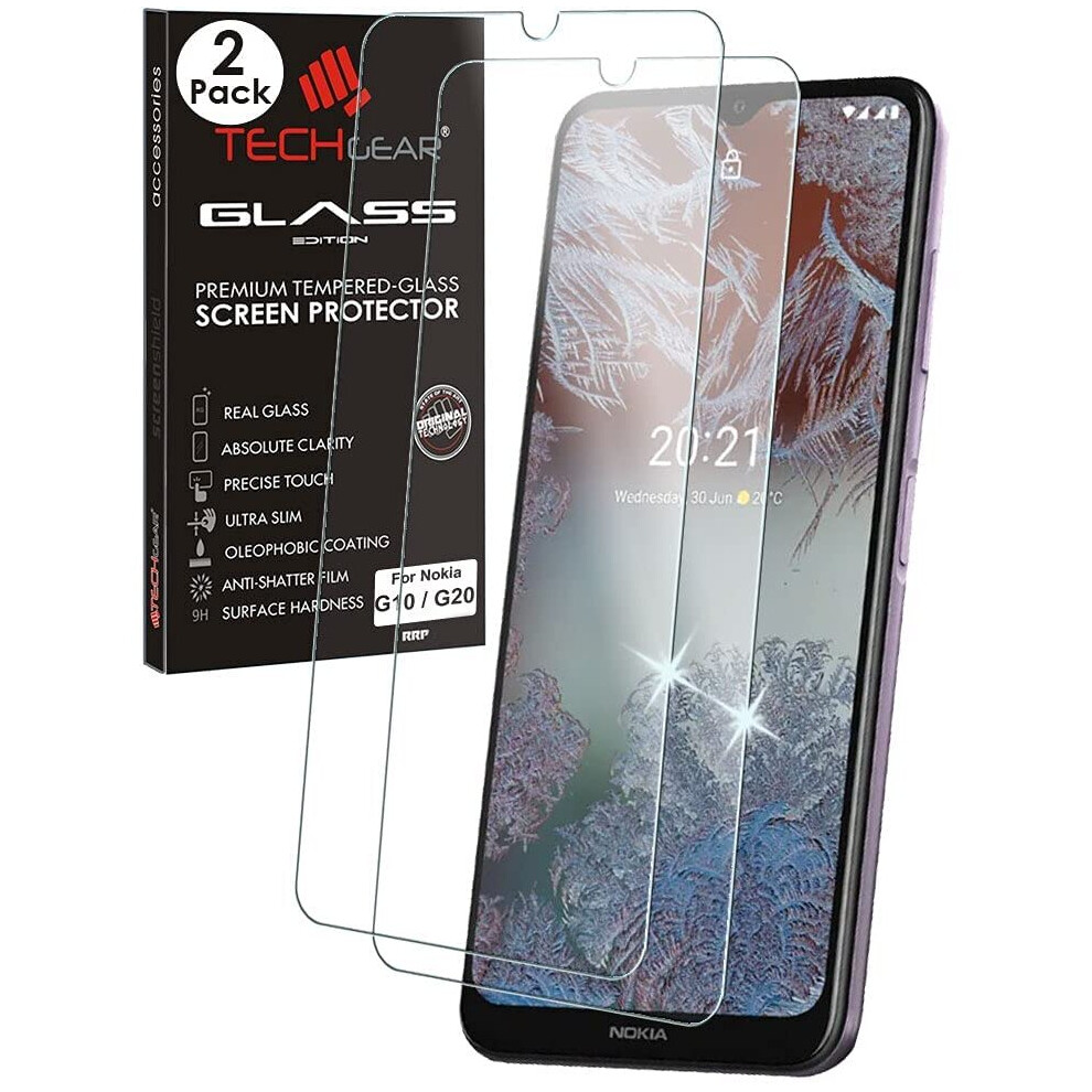 TECHGEAR 2 Pack GLASS Edition Compatible with Nokia G10 / G11 / G20 / G21, Tempered Glass Screen Protector Covers [2.5D Round...