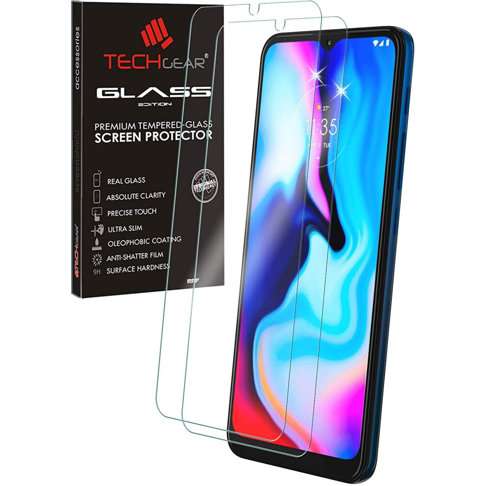 Techgear 2 Pack Of Glass Edition Compatible For Motorola Moto G50 / G30 / G10, Tempered Glass Screen Protector Covers [2.5D...