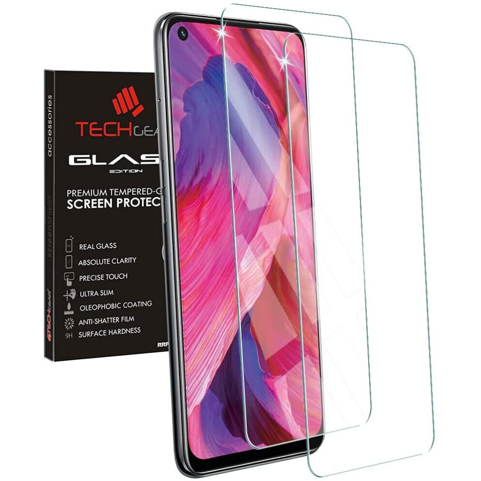 Techgear 2 Pack Of Glass Edition For Oppo A54 5G / Oppo A74 5G, Tempered Glass Screen Protectors Cover [2.5D Round Edge] [9H...