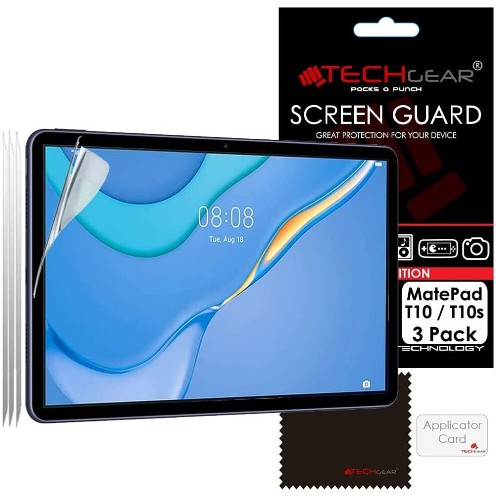 Techgear [Pack Of 3 Screen Protectors For Huawei Matepad T10 9.7" & T10s 10.1" - Ultra Clear Screen Protector Guard Cover +...