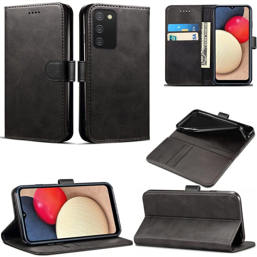 For Samsung Galaxy A02s Case Leather Wallet Book Flip Folio Stand View Cover With Card Slots & Magnetic Closure Compatible With... 5056348927696
