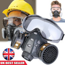 Full Face Gas Mask Paint Spray Chemical Factory Respirator + Goggles