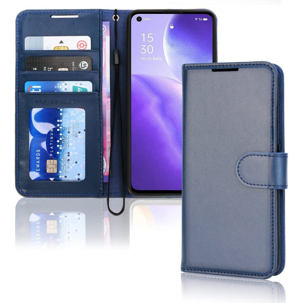 TECHGEAR Leather Wallet Case for Oppo Find X3 Lite 5G, Flip Protective Case Cover with Wallet Card Holder, Stand & Wrist Strap...