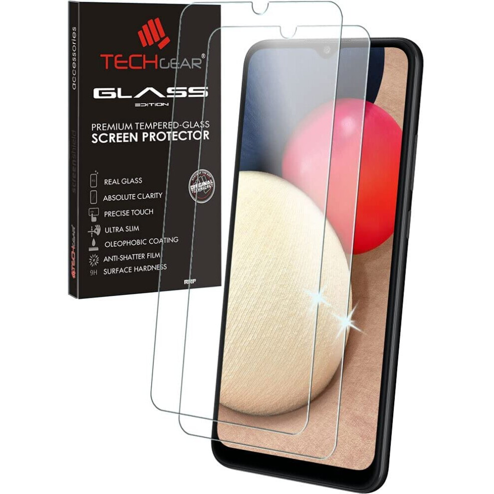 Techgear 2 Pack Glass Edition Compatible With Samsung Galaxy A03 / A03s / A02s, Tempered Glass Screen Protector Covers [2.5D...