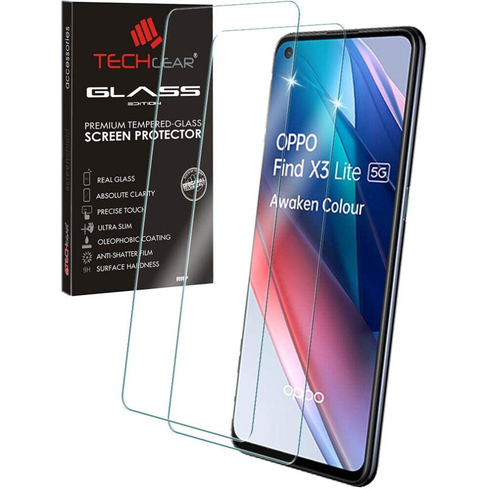 TECHGEAR 2 Pack of GLASS Edition for Oppo Find X3 Lite 5G, Tempered Glass Screen Protectors Cover [2.5D Round Edge] [9H...