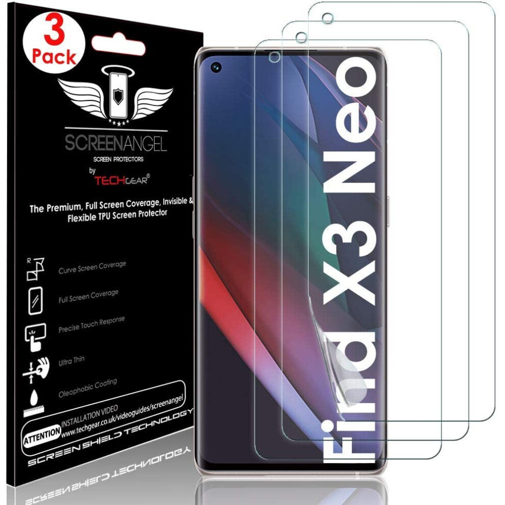 Techgear [3 Pack Screen Protector Fits Oppo Find X3 Neo 5G [Screen Angel Edition] [Case Friendly] [Bubble Free] [Full Screen...