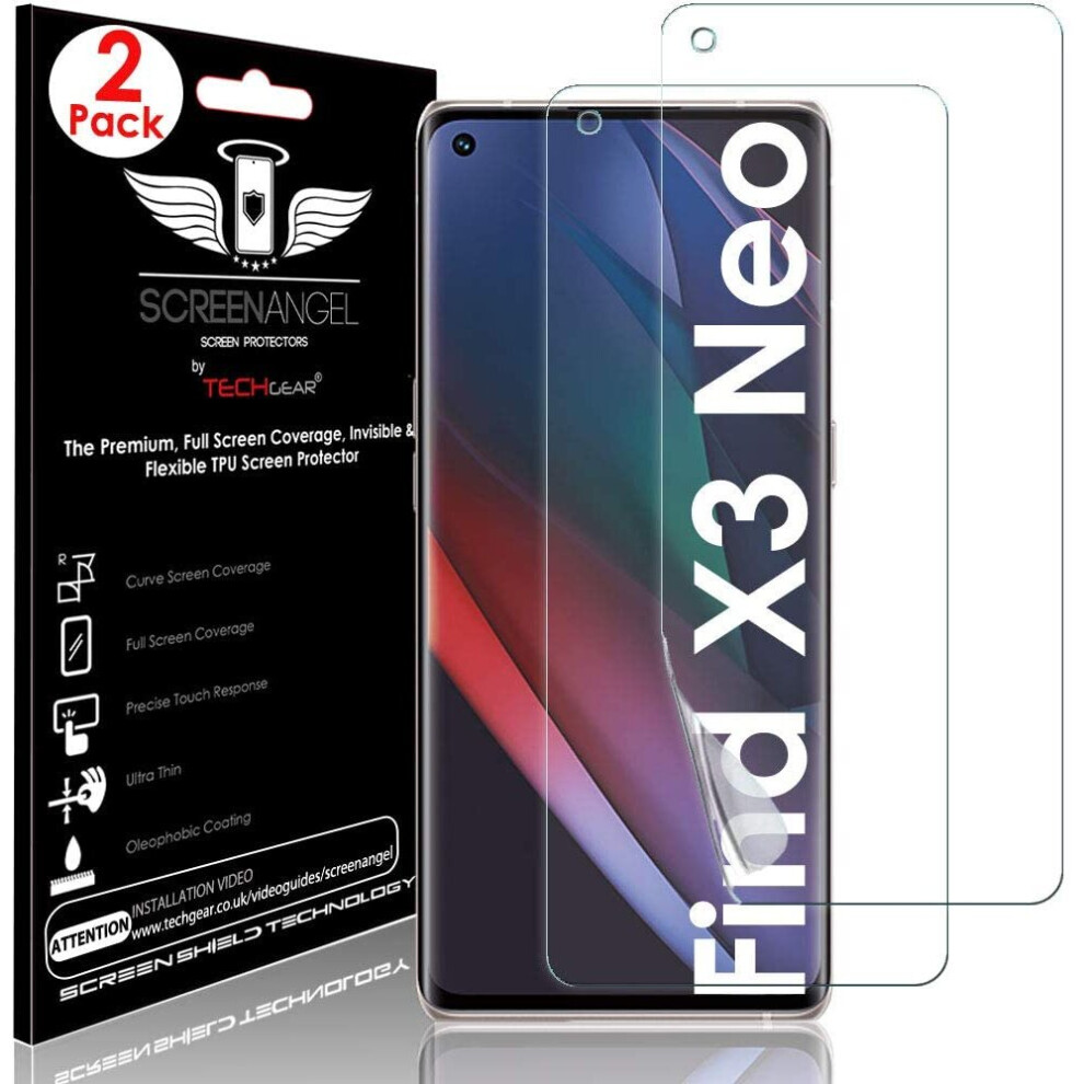 Techgear 2 Pack Screen Protector For Oppo Find X3 Neo 5G - Screen Angel Edition, Case Friendly, Bubble-Free, Full Coverage, Hd Clear Tpu, Hj8u