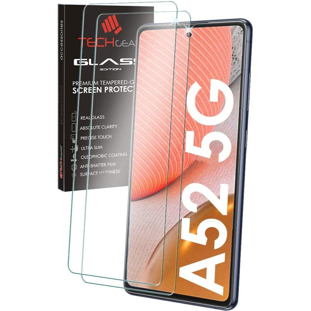 Techgear 2 Pack Glass Edition Compatible With Samsung Galaxy A52 5G / A52s 5G / A53 5G Tempered Glass Screen Protector [2.5D...