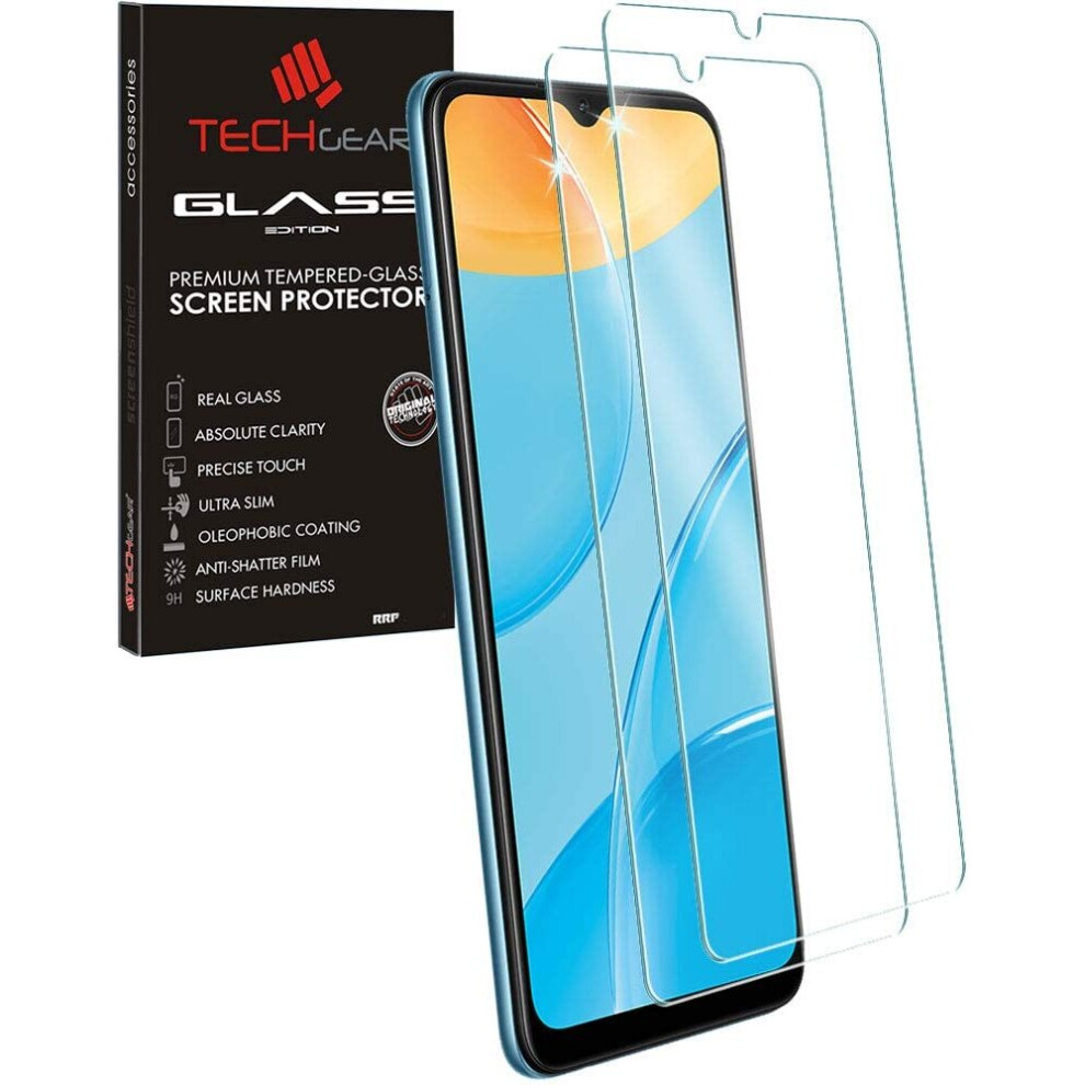 TECHGEAR 2 Pack of GLASS Edition for Oppo A15 / A15s / A16 / A16s / A54s, Tempered Glass Screen Protectors Cover [2.5D Round...