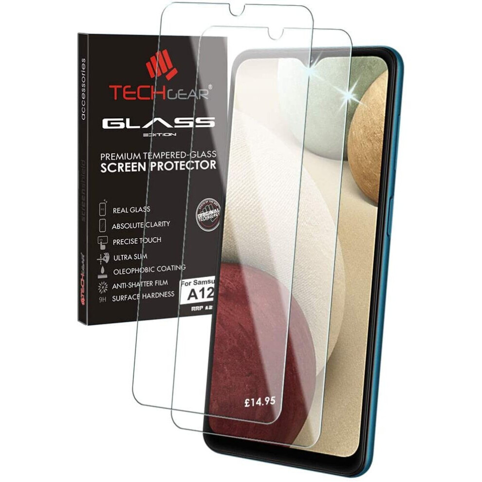 Techgear 2 Pack Glass Edition Compatible With Samsung Galaxy A12, A13, A32 5G, A22 5G, A02s, A03s, M12, Tempered Glass Screen...