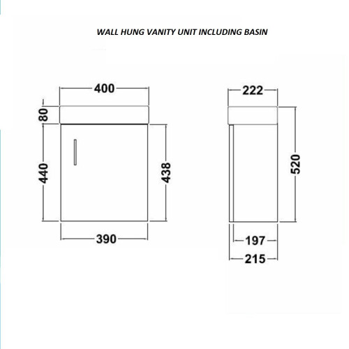White Wall Hung Minimalist Compact Cloakroom Vanity Unit Basin/Sink 400mm 1