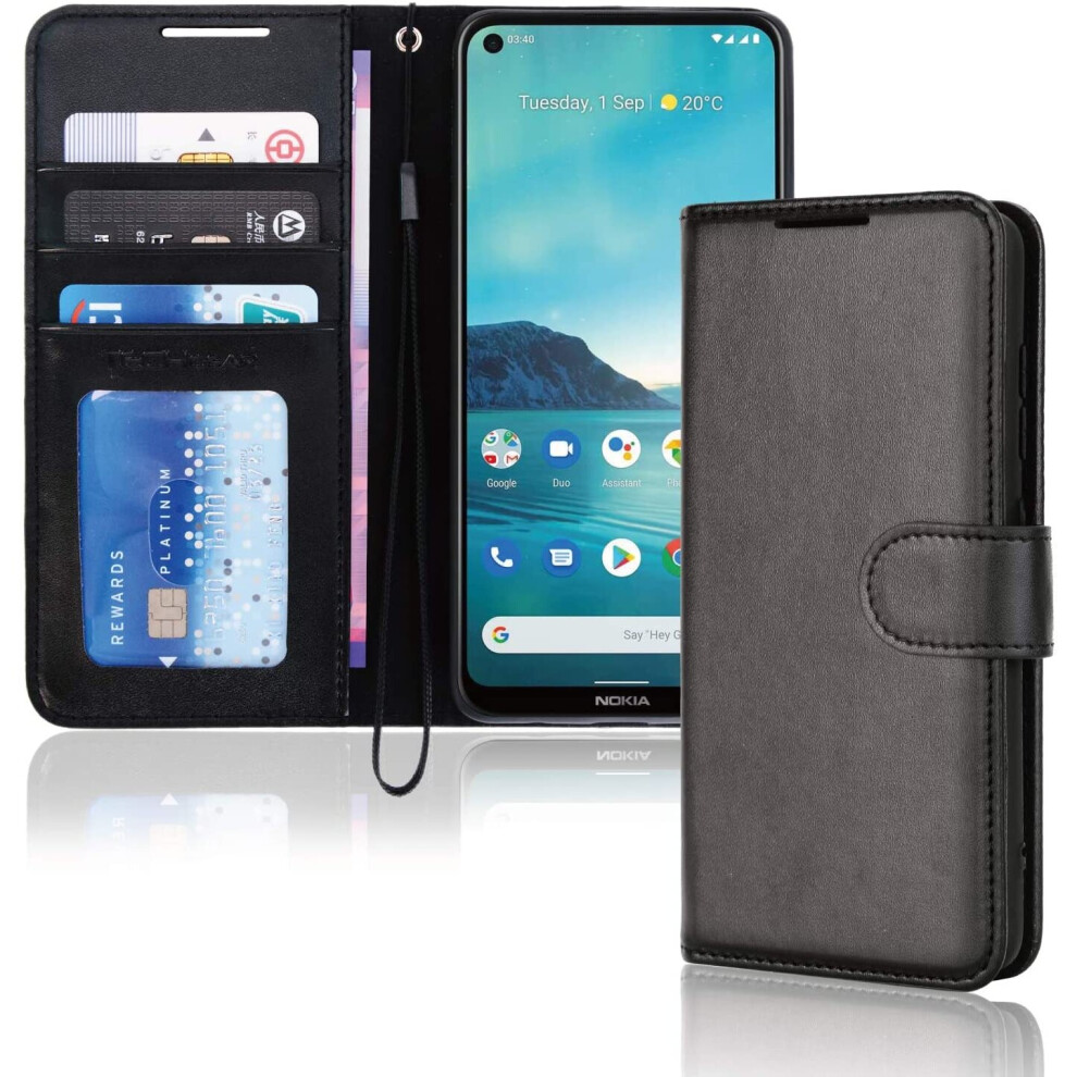 TECHGEAR Case Fits Nokia 3.4 Leather Wallet Case, Flip Protective Case Cover with Wallet Card Holder, Stand and Wrist Strap -...