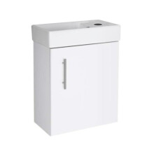 White Wall Hung Minimalist Compact Cloakroom Vanity Unit Basin/Sink 400mm