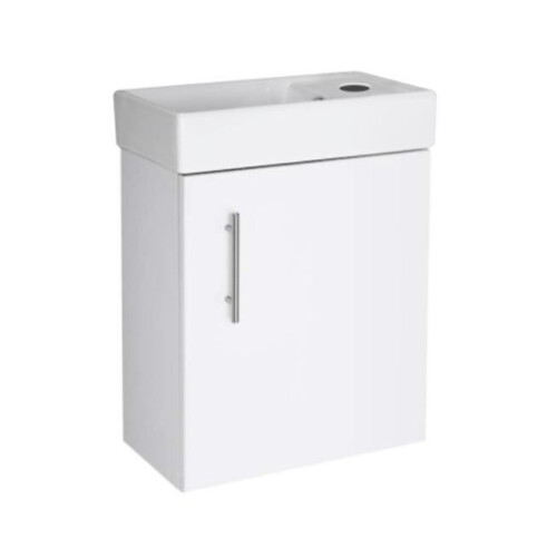 White Wall Hung Minimalist Compact Cloakroom Vanity Unit Basin/Sink 400mm