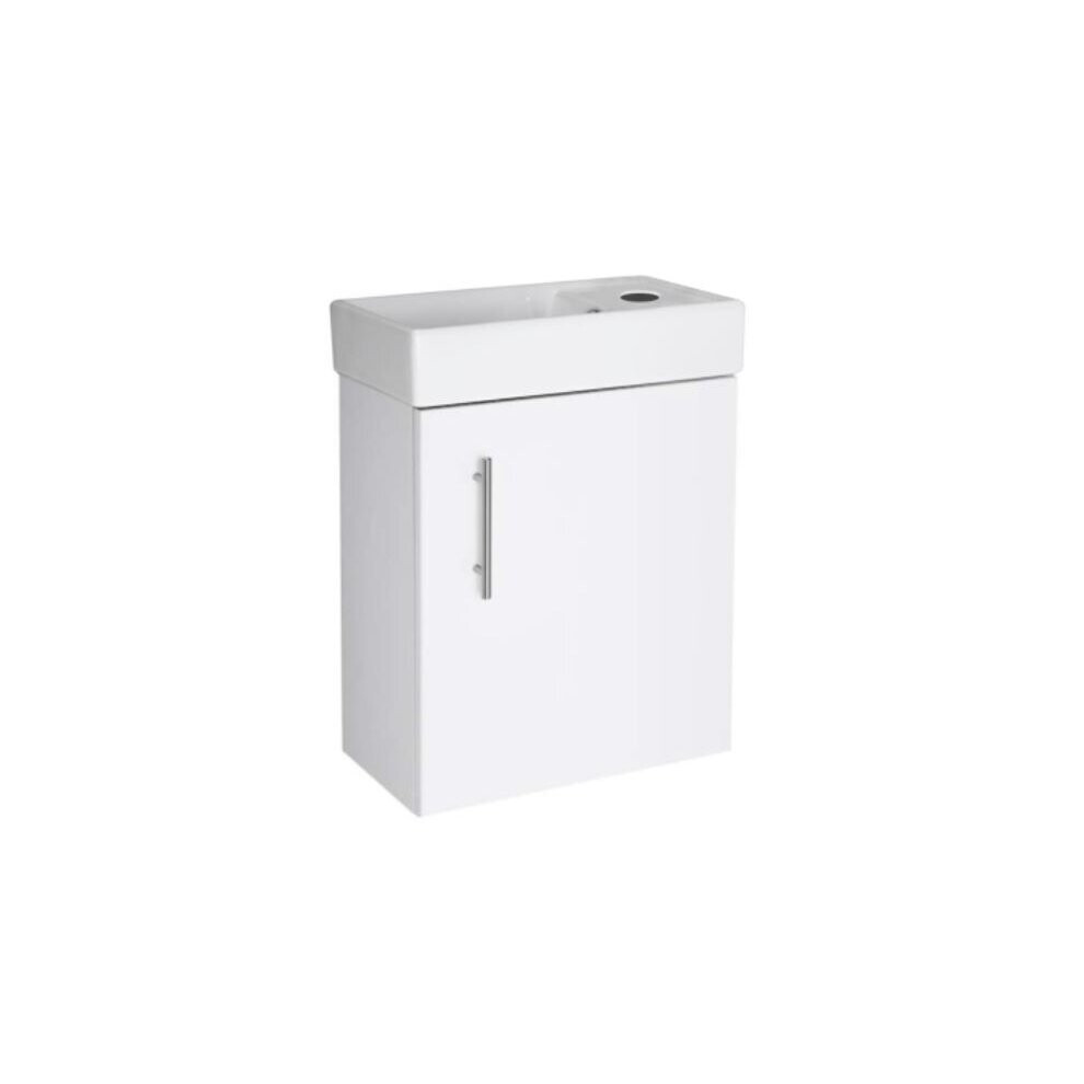 White Wall Hung Minimalist Compact Cloakroom Vanity Unit Basin/Sink 400mm