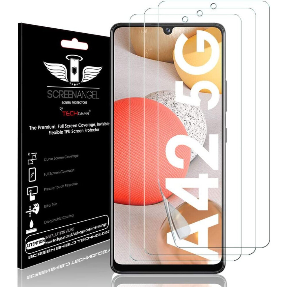 TECHGEAR [3 Pack Screen Protector fits Samsung Galaxy A42 5G Ultra [Screen Angel Edition] [In-Display FingerID Support][Case...