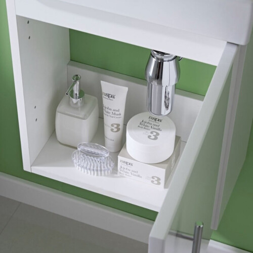 White Wall Hung Minimalist Compact Cloakroom Vanity Unit Basin/Sink 400mm 2