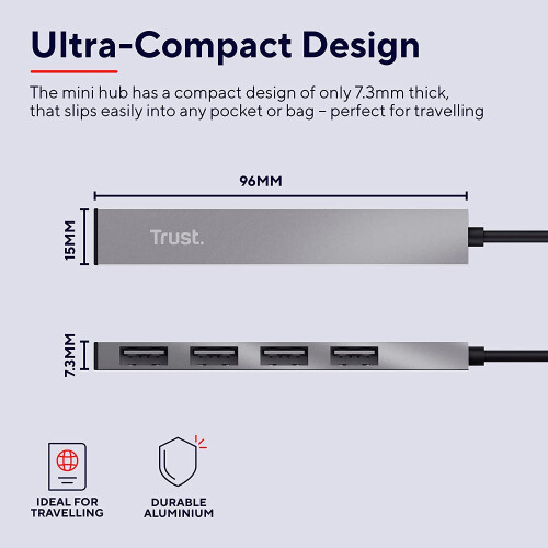 Trust Halyx USB 2.0 480 Mbit/s Aluminium 2