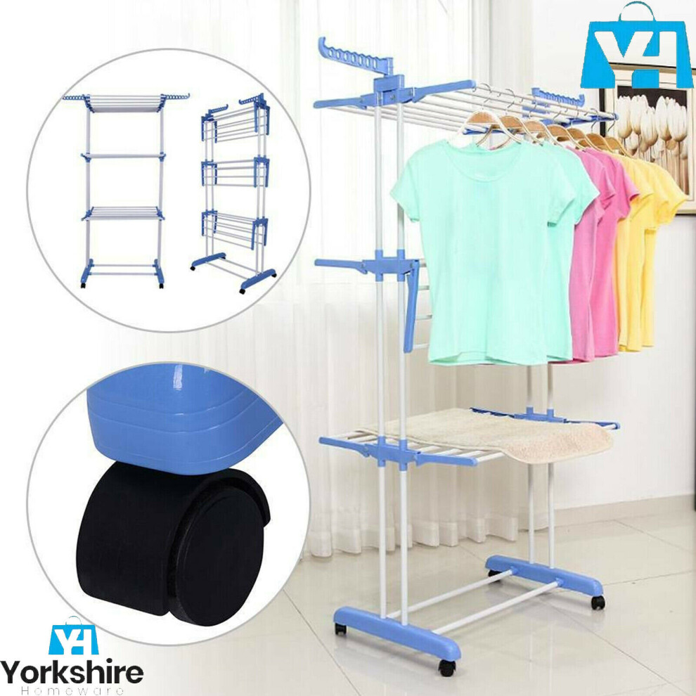 Yorkshire Homeware Ltd Extra Foldable Large Clothes Airer 3 Tier Indoor Outdoor Laundry Dryer Rack Line