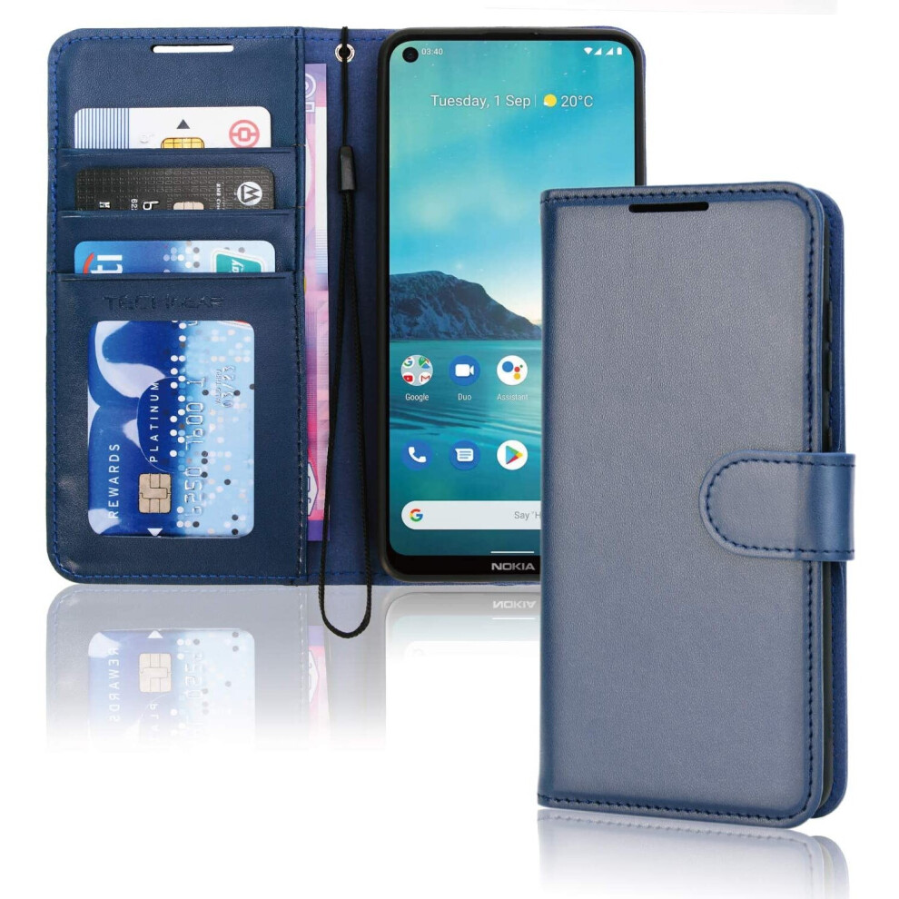 TECHGEAR Case Fits Nokia 3.4 Leather Wallet Case, Flip Protective Case Cover with Wallet Card Holder, Stand and Wrist Strap -...