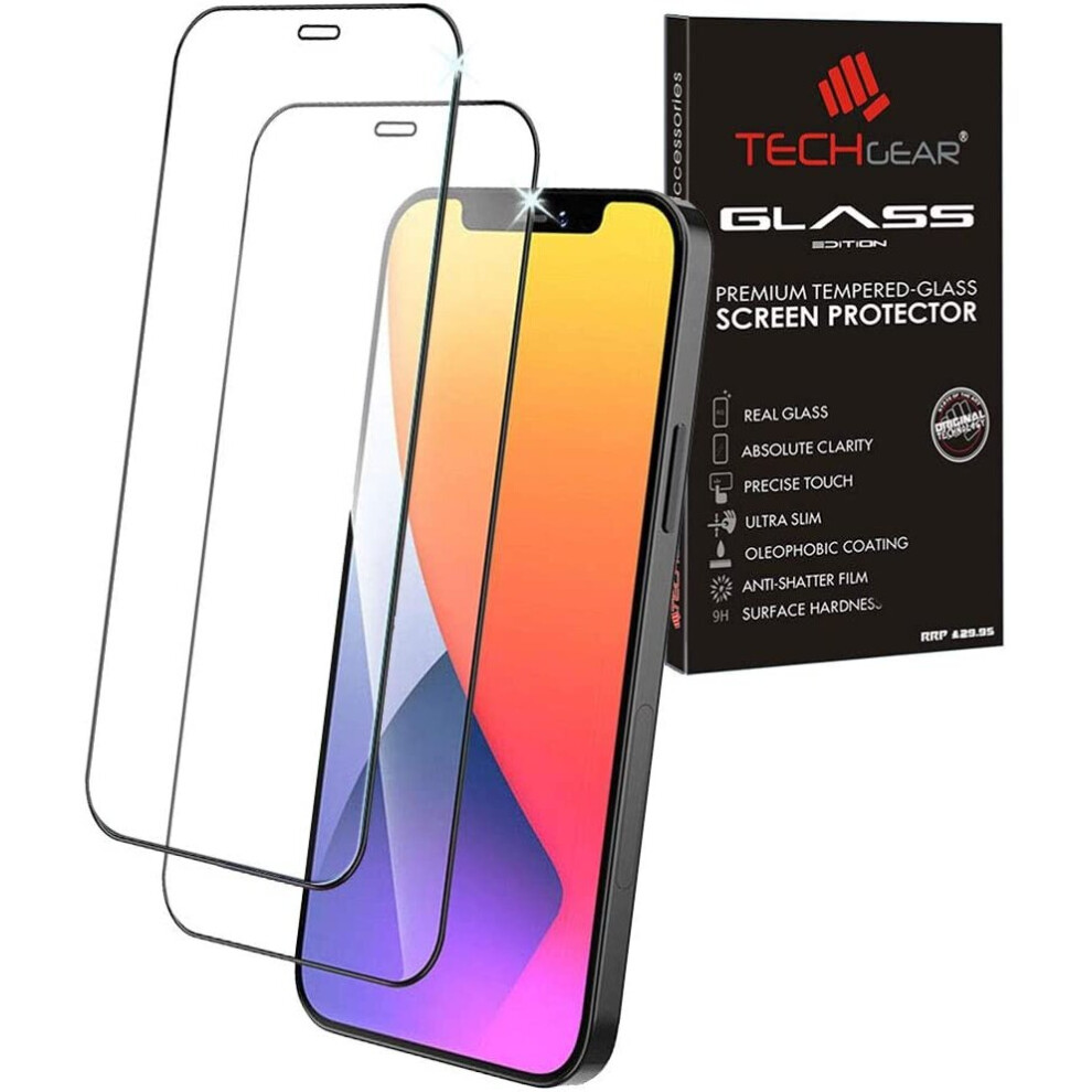 Techgear [2 Pack] 3D Glass Edition For Iphone 12, Iphone 12 Pro [Full Screen Adhesion] & [Full Coverage] Tempered Glass Screen...