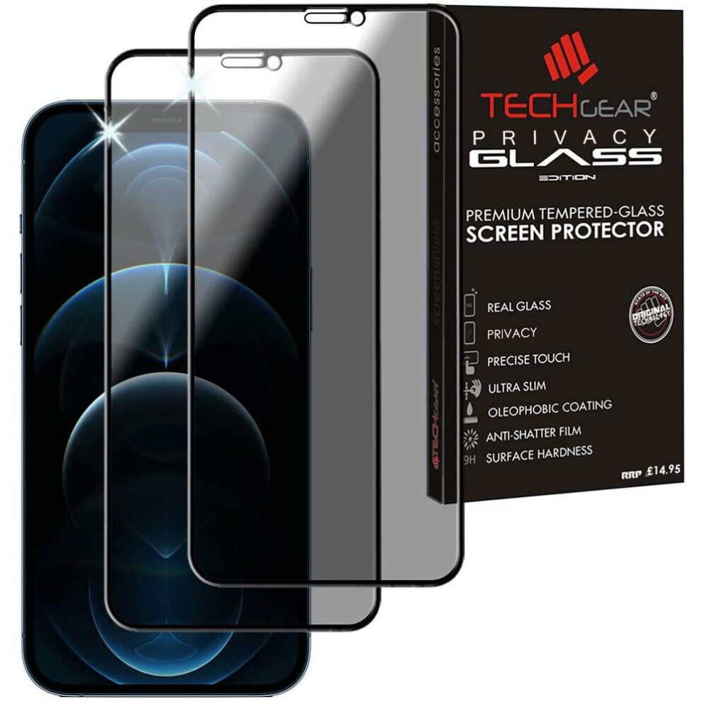 TECHGEAR [2 Pack] Anti Spy Screen Protector for iPhone 12 Pro Max - PRIVACY Filter 3D GLASS Edition Genuine Tempered Glass Full...