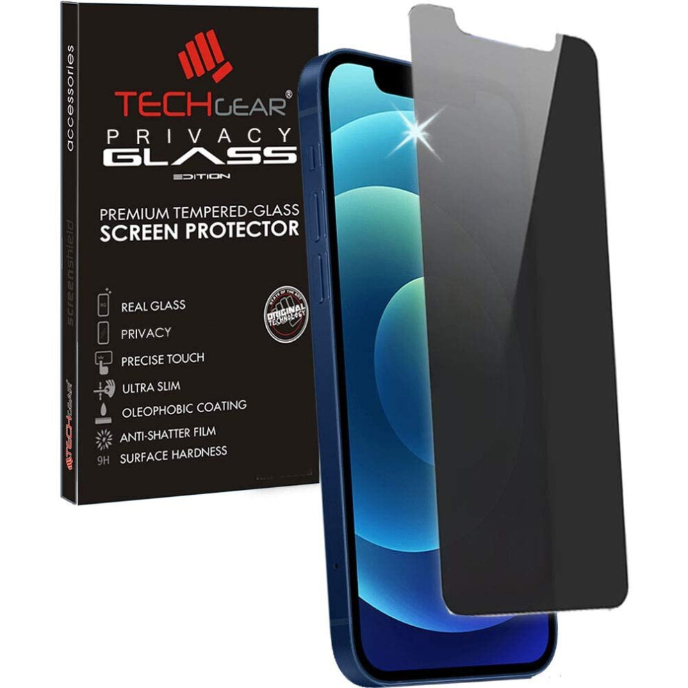 TECHGEAR Anti Spy Screen Protector for iPhone 12 Mini - PRIVACY Filter GLASS Edition Genuine Tempered Glass Screen Protector...