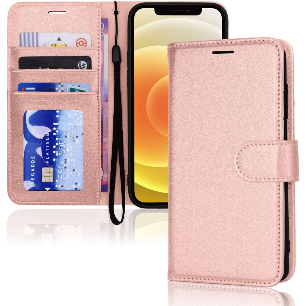 TECHGEAR iPhone 12 / iPhone 12 Pro Leather Wallet Case, Flip Protective Case Cover with Wallet Card Holder, Stand & Wrist Strap...