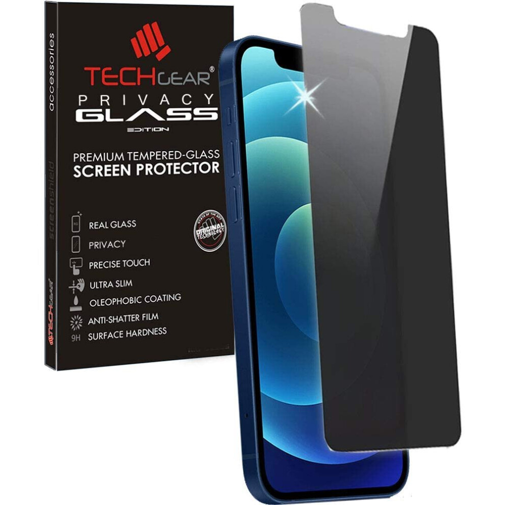 TECHGEAR Anti Spy Screen Protector for iPhone 12, iPhone 12 Pro - PRIVACY Filter GLASS Edition Genuine Tempered Glass Screen...