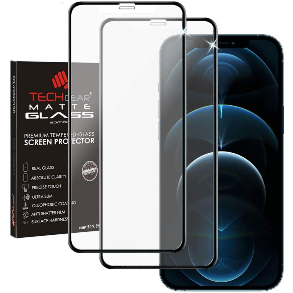 TECHGEAR [2 Pack] Anti Glare Screen Protector for iPhone 12 Pro Max - MATTE 3D GLASS Edition Genuine Tempered Glass Full Screen...