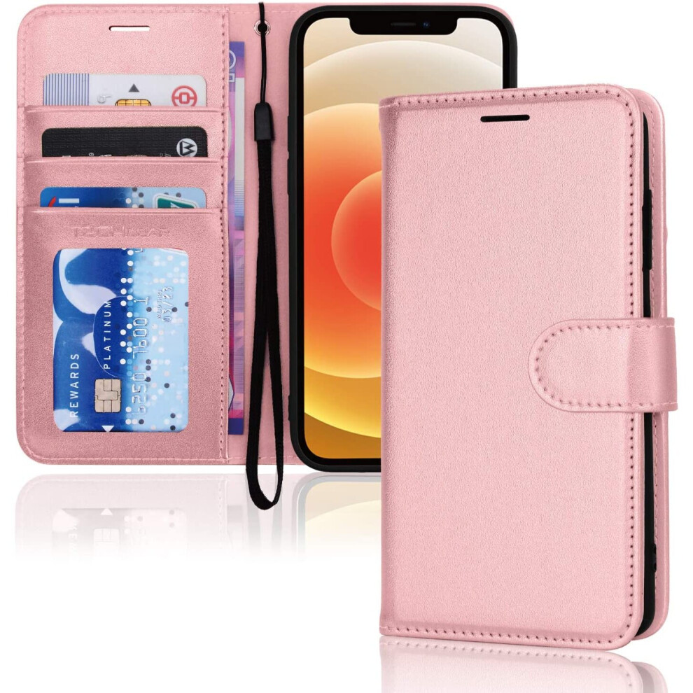 Techgear Iphone 12 / Iphone 12 Pro Leather Wallet Case, Flip Protective Case Cover With Wallet Card Holder, Stand And Wrist...