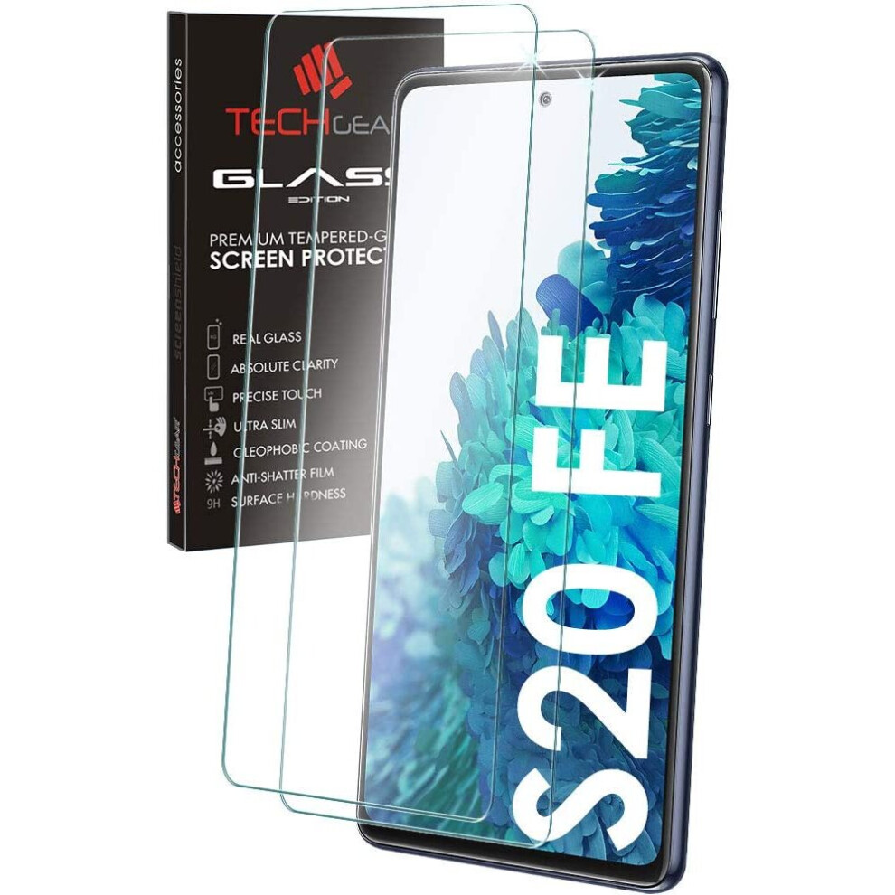 Techgear 2 Pack Glass Edition Compatible With Samsung Galaxy S20 Fe, Tempered Glass Screen Protector Covers [2.5D Round Edge]...