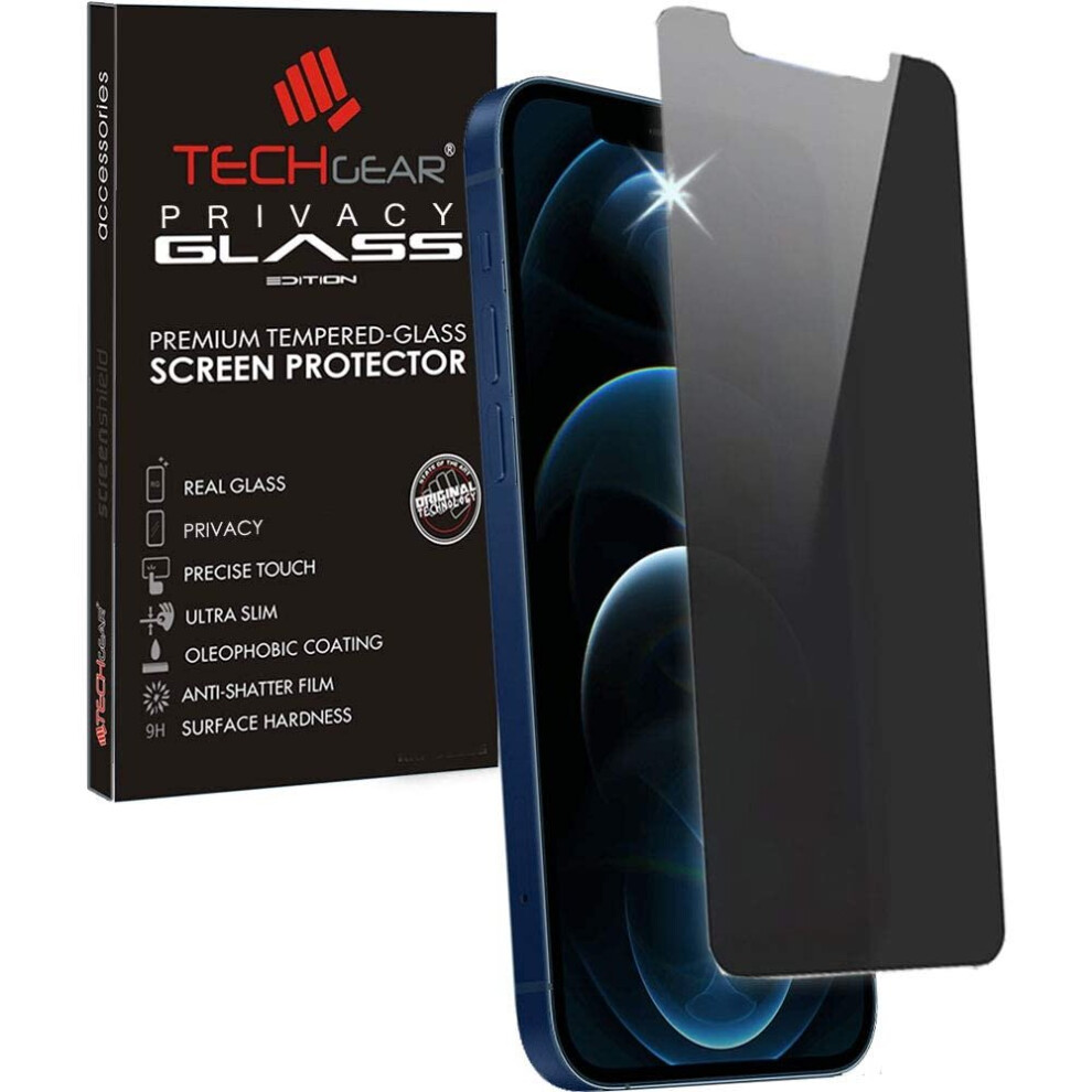 TECHGEAR Anti Spy Screen Protector for iPhone 12 Pro Max - PRIVACY Filter GLASS Edition Genuine Tempered Glass Screen Protector...